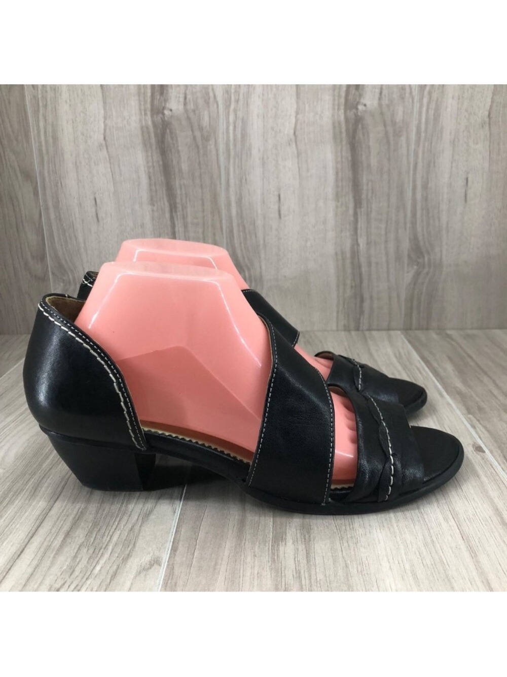 Mentha Sandals Womens EU 40 Black Leather Slip On Heeled Shoes